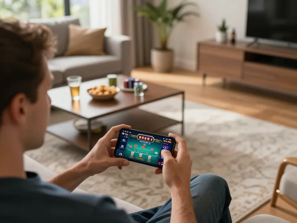 Experience the excitement of a fast payout casino Australia as a player engages in online poker from home.