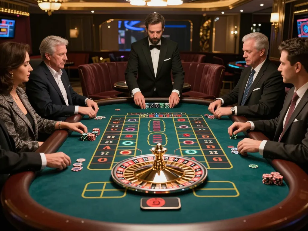 Pemain menikmati roulette di kasino higgs777, dengan chip yang ditempatkan dan dealer bersiap untuk memutar roda