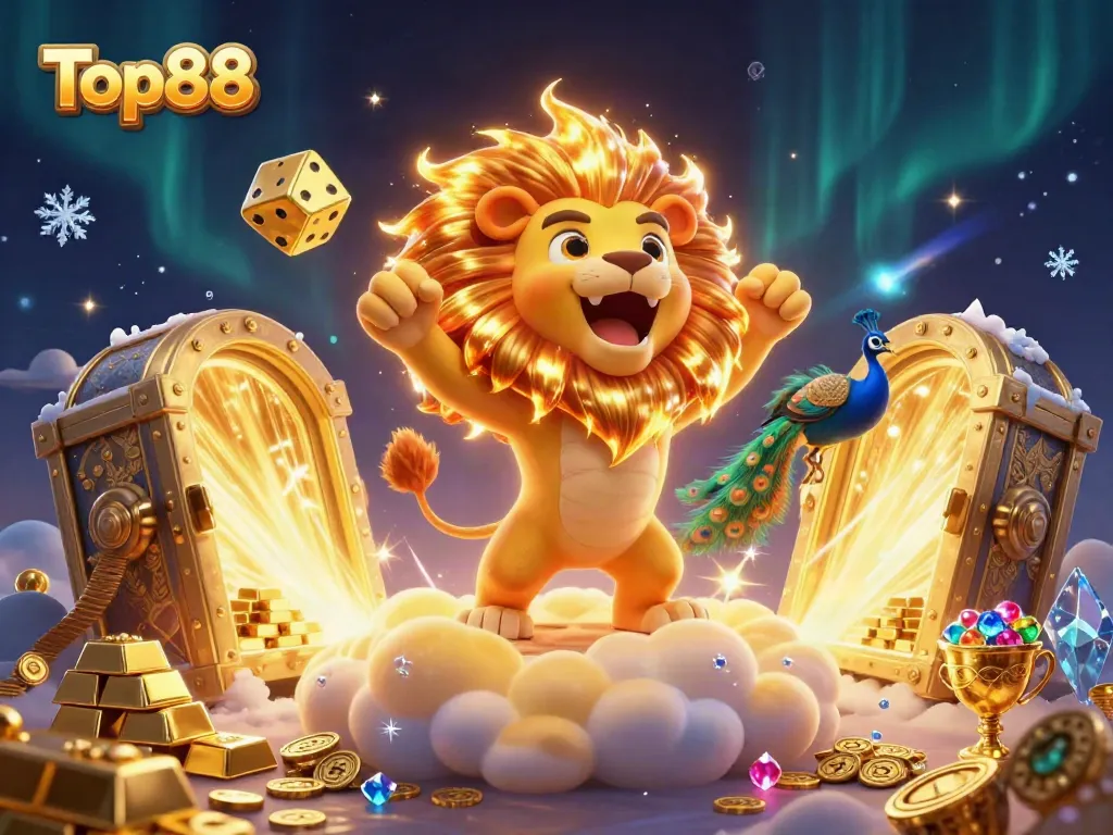 Engage in thrilling play at Top88 with vibrant 3D casino-themed imagery, featuring dynamic characters and rich treasures.