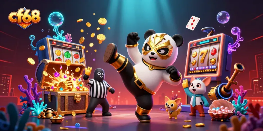 Play engaging games at cf68 casino with vibrant visuals and exciting golden elements
