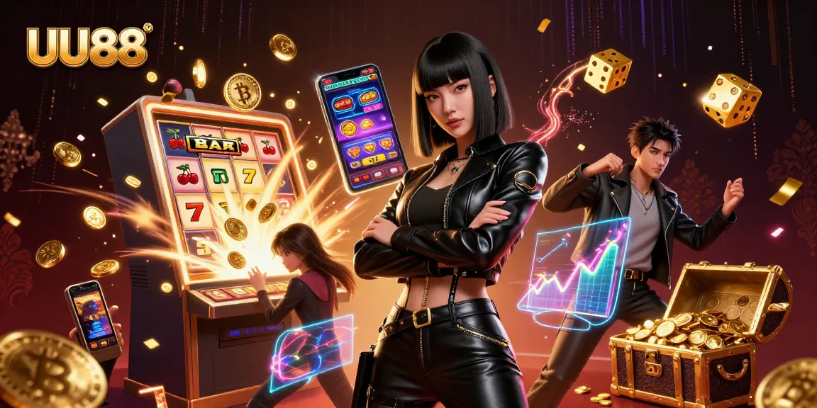 Experience exciting winnings at UU88 with vibrant 3D casino scenes showcasing jackpots and dynamic gameplay.