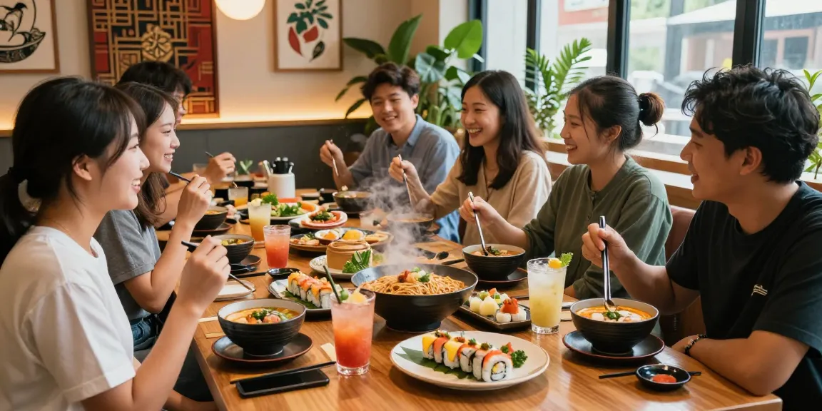 Experience the vibrant atmosphere at RED88 with friends enjoying fusion dishes and cocktails.