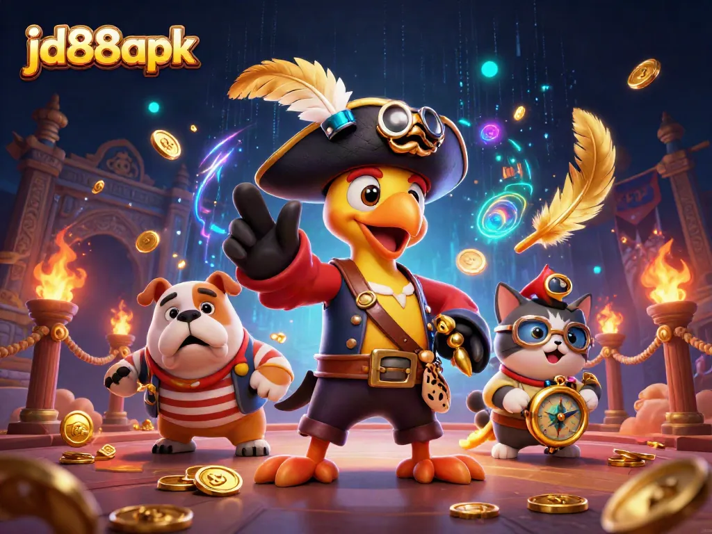 Experience the excitement of gambling with jd88 apk in this vibrant 3D casino illustration.