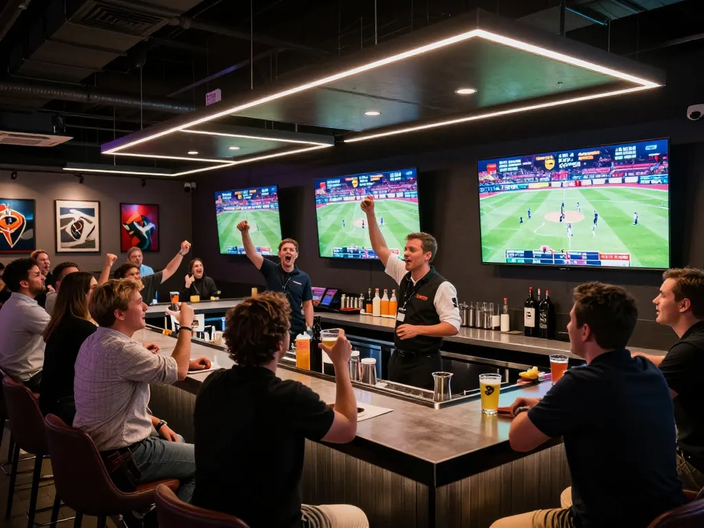 Fans celebrating at sky88 club during a thrilling sports betting event