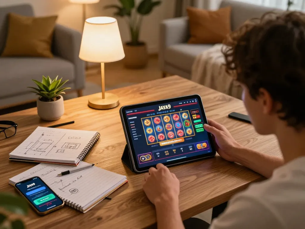 Engaged player exploring betting options on the Jaya9 online casino app.