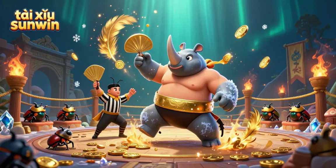 Experience the excitement of tài xỉu sunwin with animated characters in a vibrant casino illustration.