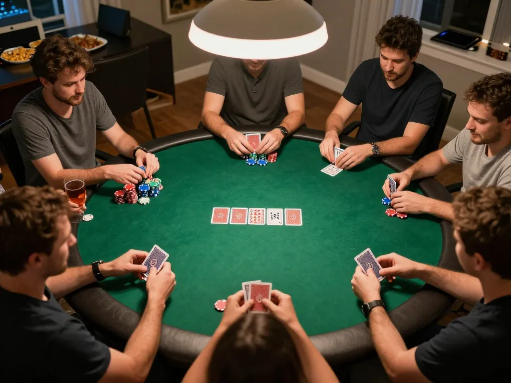 Players enjoying a lively poker game night, showcasing the excitement of MM88 home gaming.