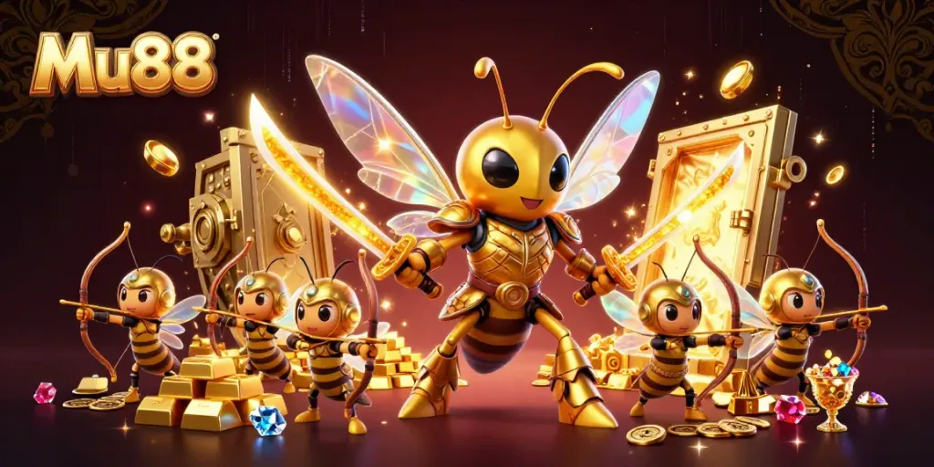 Experience exciting gameplay at Mu88 with a stunning 3D illustration showcasing a vibrant and dynamic casino scene.