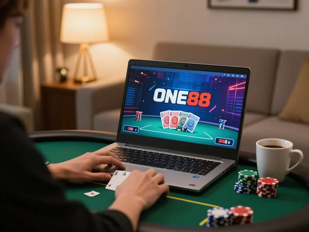 ONE88 online poker gaming session at home with focus on strategic gameplay and player engagement