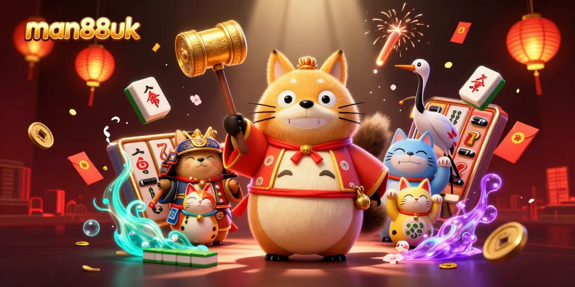 Experience the vibrant casino excitement with man88uk featuring lucky symbols and joyful characters.