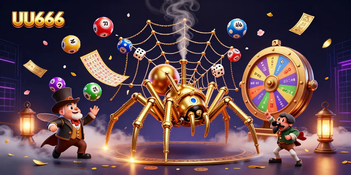 Engage in thrilling gameplay at UU666 with a dynamic 3D scene of games, characters, and excitement.