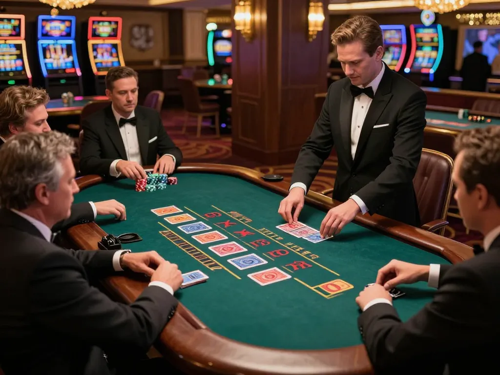 B52 live baccarat game featuring players engaged around a luxurious table during an exciting evening.