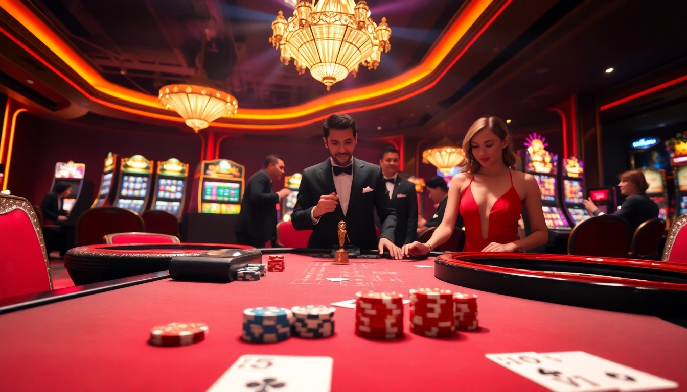 Players enjoying a thrilling gaming experience at HAY88's luxurious online casino atmosphere.