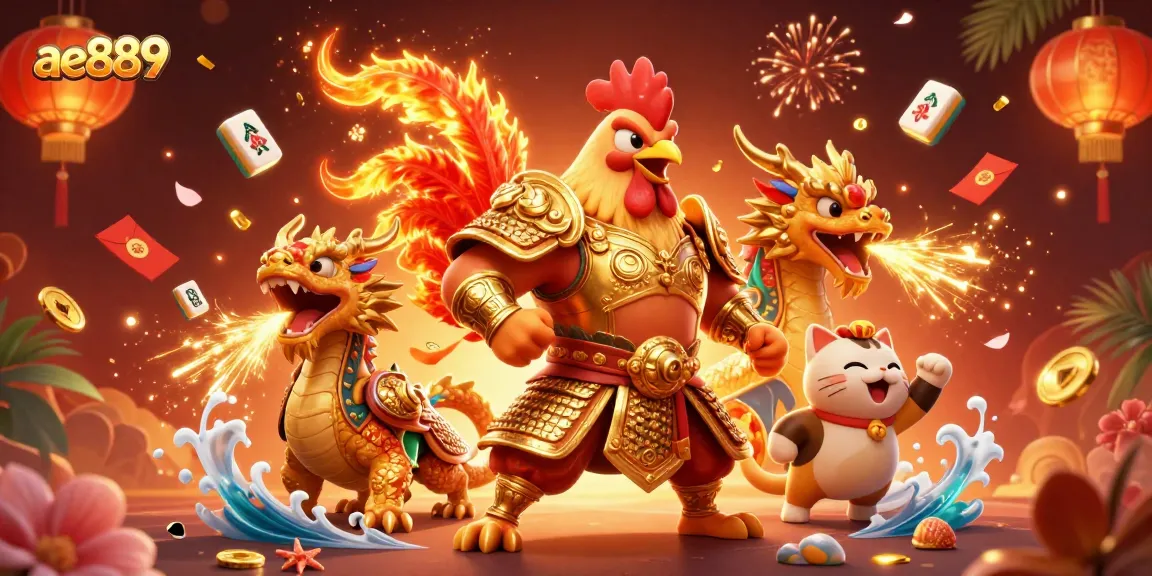 Engage in thrilling gameplay at ae889 with an action-packed 3D casino scene featuring vibrant characters and elements.