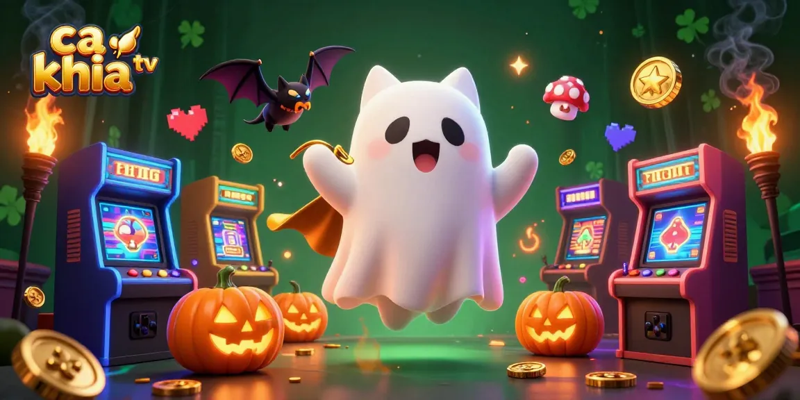 Experience the thrill of ca khia tv with a ghost cat and bat companion amidst engaging casino elements.