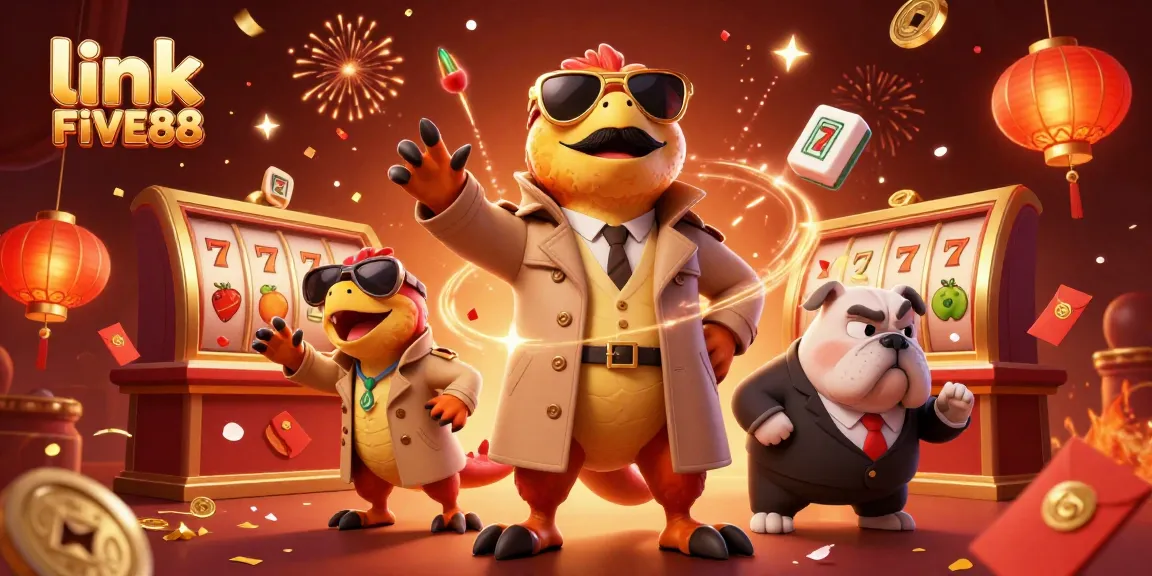 Engage with an exciting scene featuring link FIVE88 and playful raptors at a VIP casino lounge.