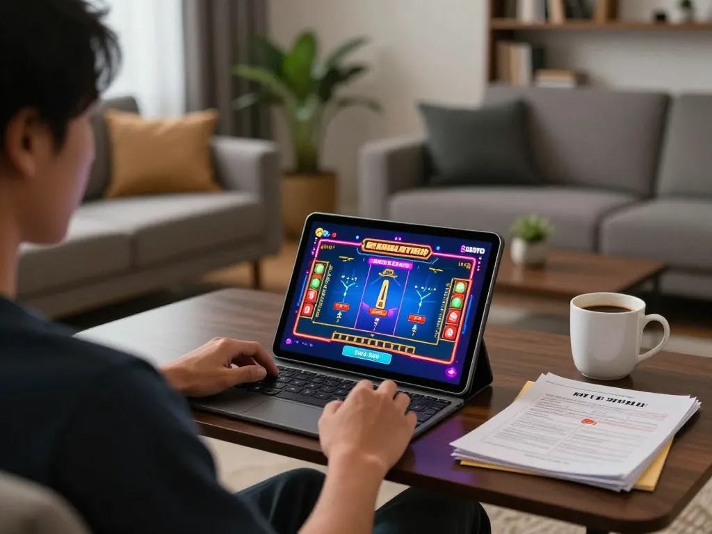 Engaged player enjoying live dealer games on ph22.net.ph in a cozy home setup