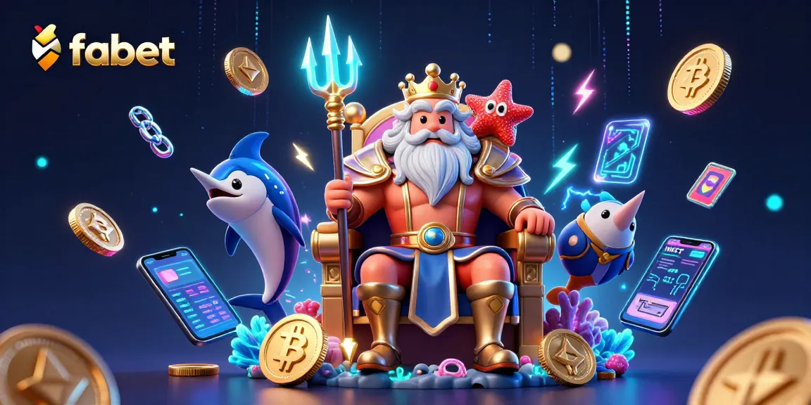 Engage with the fabet casino experience, featuring Neptune and vibrant crypto elements.
